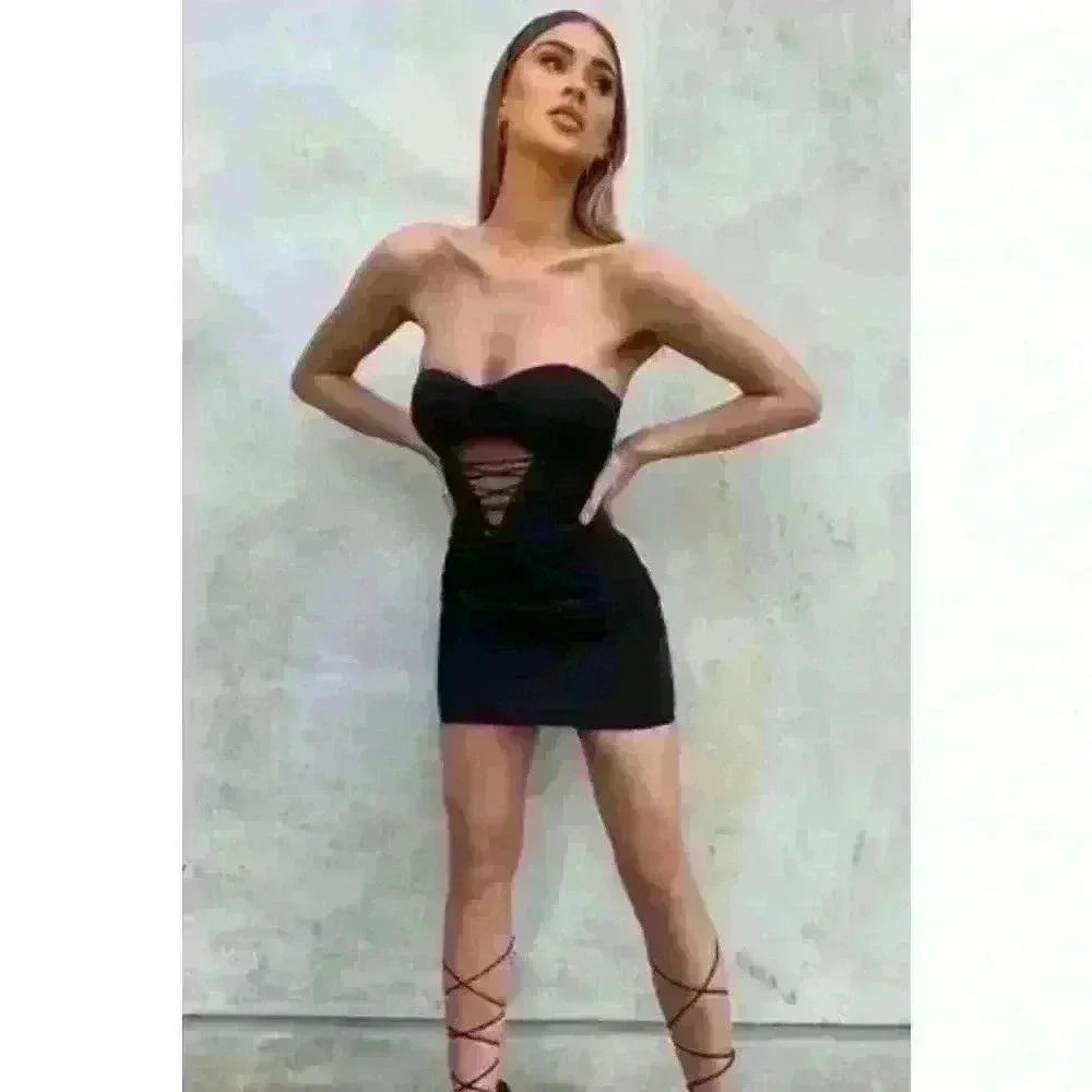I. AM. GIA SUBRA CORSET DRESS BLACK SIZE SMALL